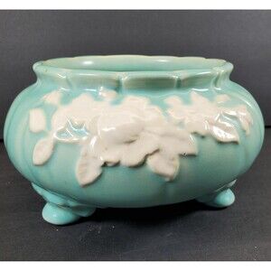 Vintage Weller Pottery Cameo Footed Bowl Elegant Art Deco Ceramic Treasure